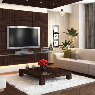 InteriorArts 3103-VNR Marin Walnut - residential living room wall